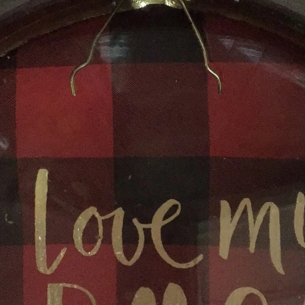 I Love My Dog Red & Black Plaid Hand Blown‎ Glass Ornament NWT